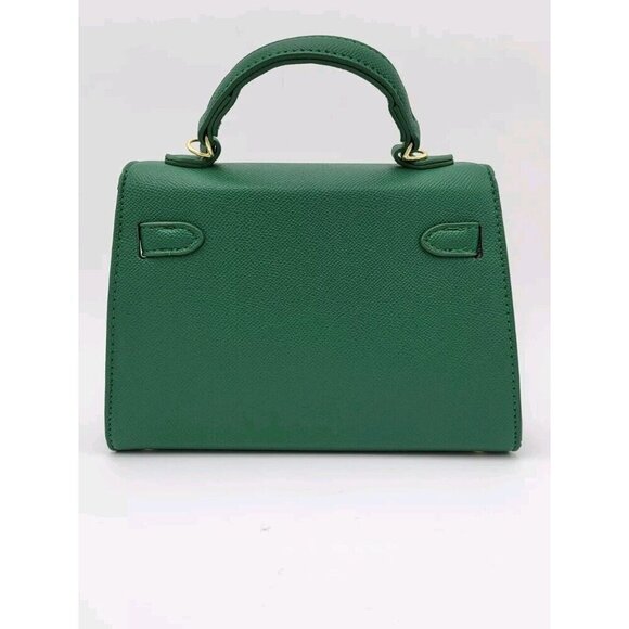 New Kelly Green PU Leather Wirkin Style Mini Tote Crossbody With Strap s… - Picture 6 of 16